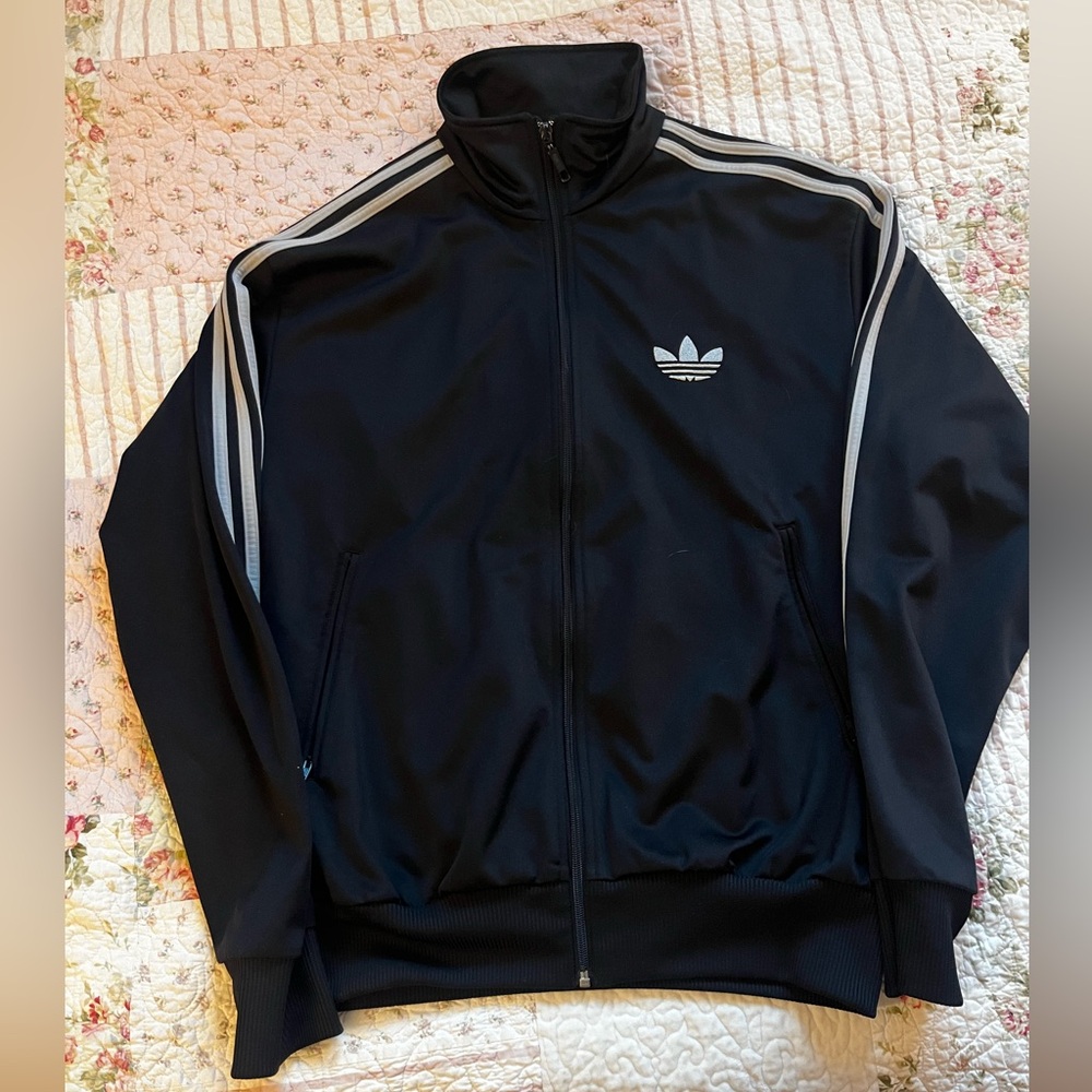 Black and grey adidas track jacket